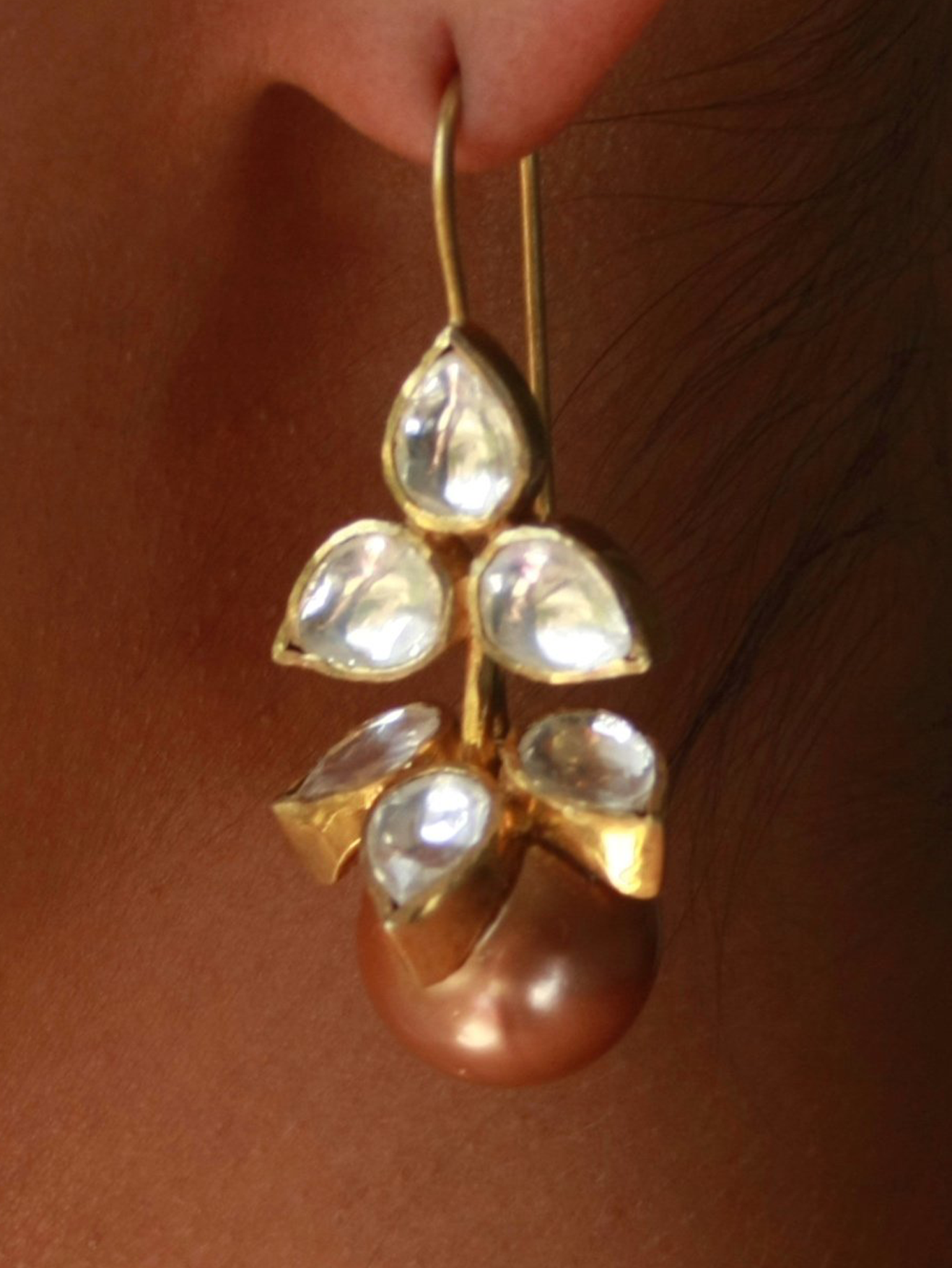 Moissanite Polki Floral Drops